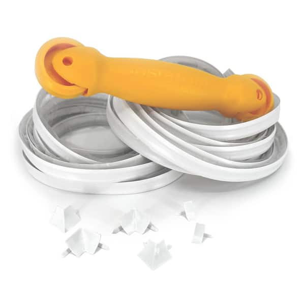 InstaTrim 1/2 in. x 20 ft. White PVC Self-Adhesive Flexible Caulk Trim Molding Applicator Tool and Corners