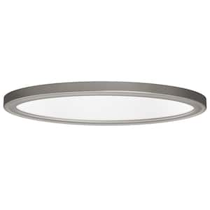 Low Profile 24 in. Oval Brushed Nickel LED Flush Mount Ceiling Light Flat Panel 2200 Lumens 3000K 4000K 5000K Dimmable