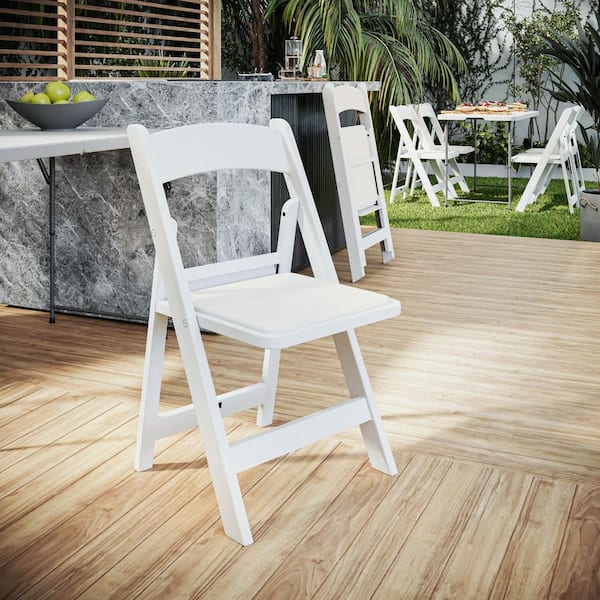 Techni Home Resin 4-Pack Folding Event Chair in White with Padded