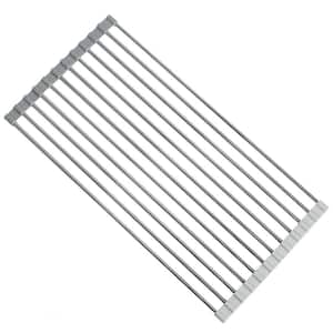 Ruvati Stainless Steel and Silicone Foldable Drying Rack for Workstation Sinks Dish Mat Trivet - RVA1395