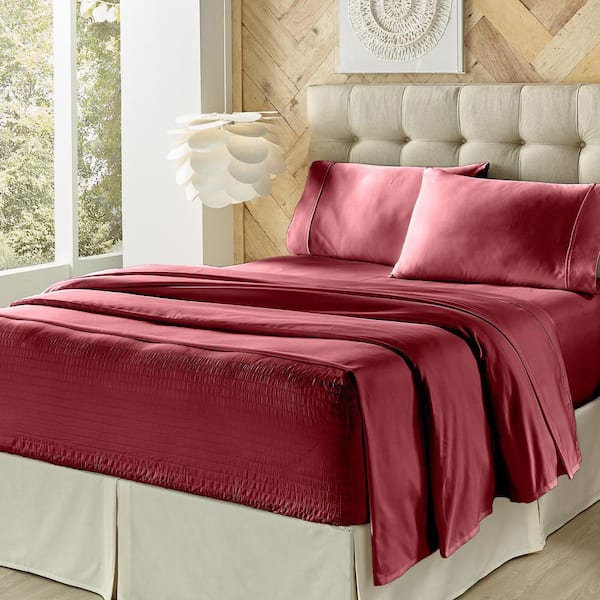 Unbranded Royal Fit Burgundy Polyester Twin Sheet Set