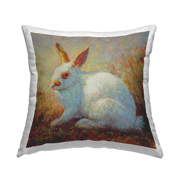 Stupell Industries Impressionist White Rabbit Outdoor Printed Throw Pillow by Rita Kirkman
