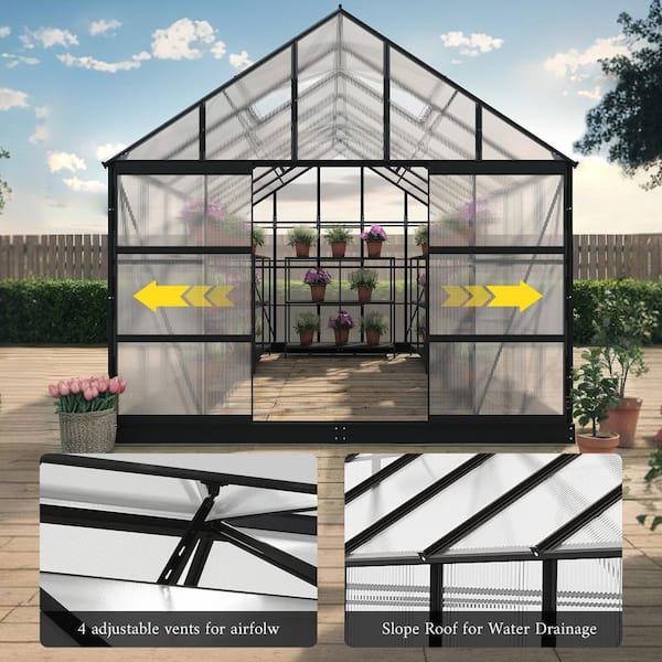 GREENHOUSE Blu-rayDisc 2014年製GH-PBD10BT INMITOM 10 ft. x 14 ft. Black Aluminum Frame Clear Panel