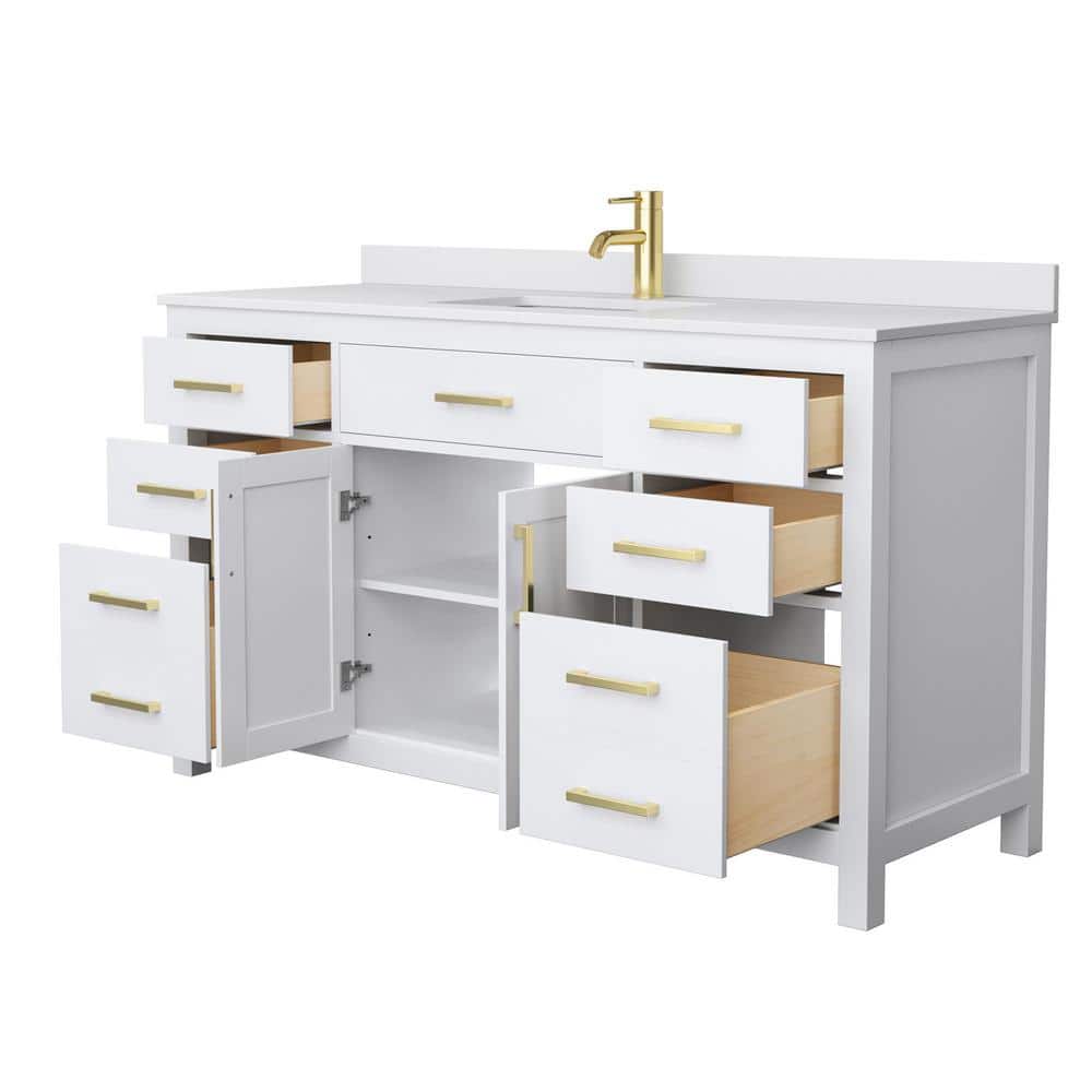 Beckett 60'' White Freestanding Single Bathroom Vanity with Cultured Marble Top