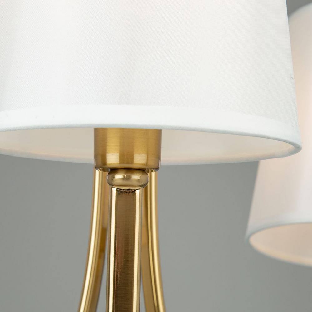 Mini Stella Crystal 3-Light Chandelier with Linen Shade in Brushed Gold