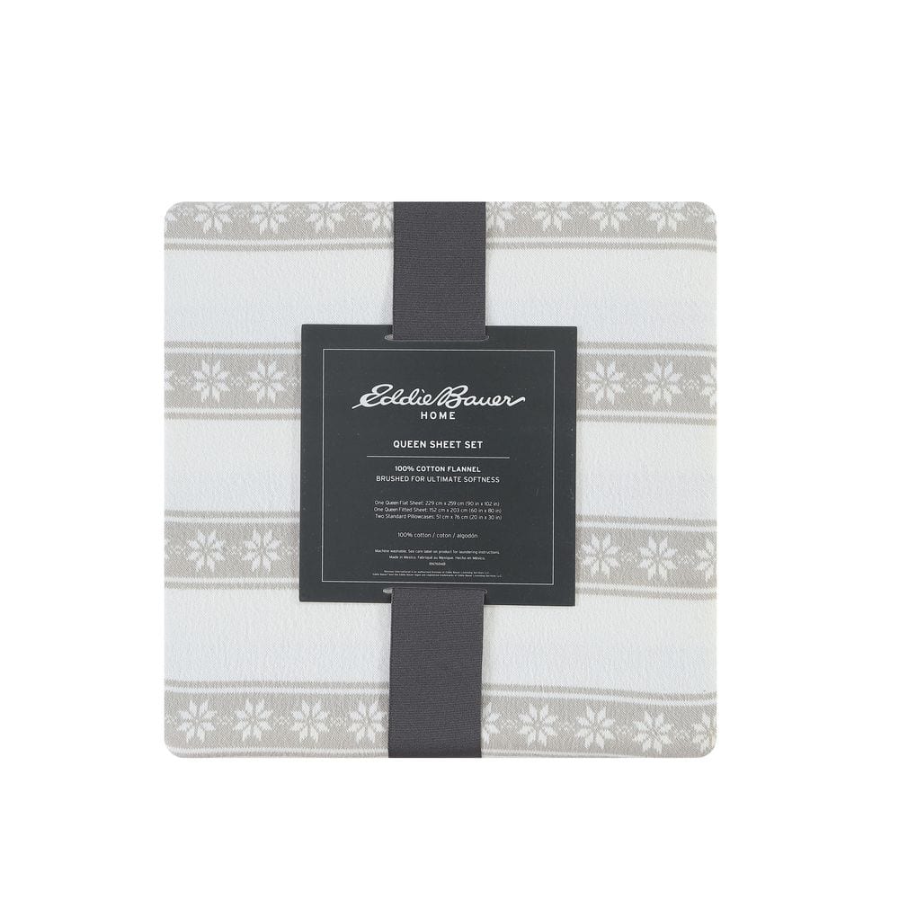 Gray Plaid Cotton Flannel Twin Sheet Set with Deep Pockets