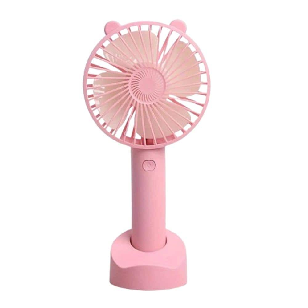 Adrinfly Cute Design Mini Portable 4 in. 3 fan speeds Desk Fan in Pink with Mobile Phone Bracket, Powerful Wind And Low Noise