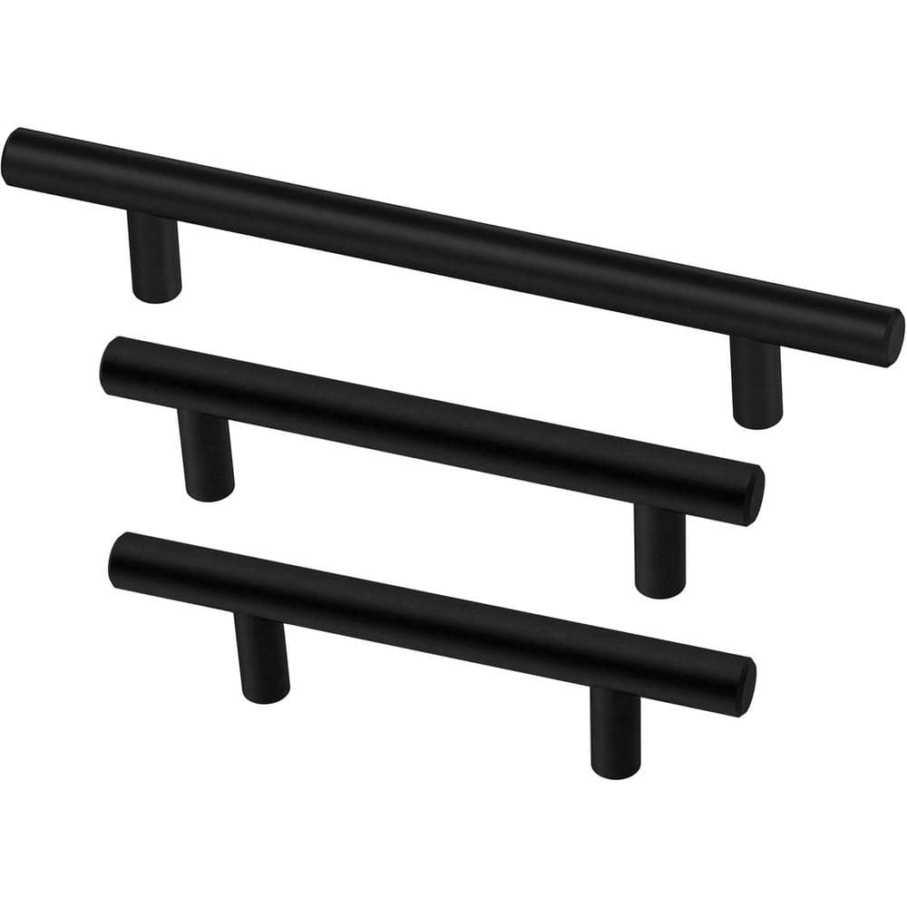 Matte Black Modern Brass Bar Handle Set