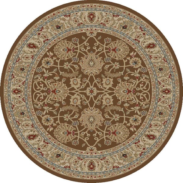 Concord Global Trading Ankara Mahal Brown 5 ft. Round Area Rug