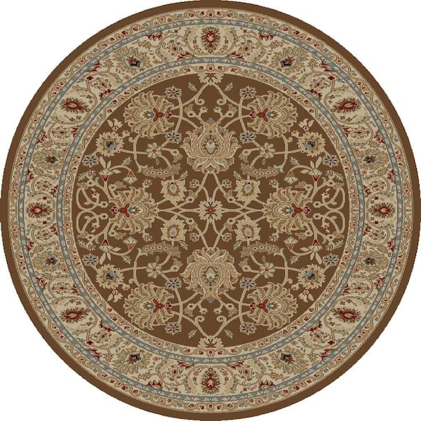 Concord Global Trading Ankara Mahal Brown 8 ft. Round Area Rug