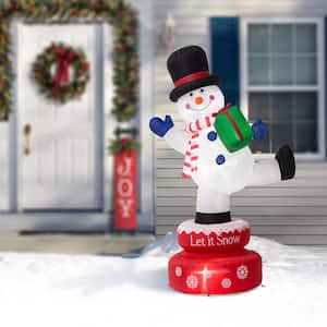 6 ft. Lighted Inflatable Rotating Snowman Decor