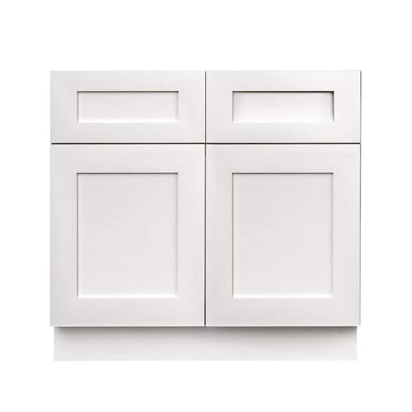 33 in. W x 24 in. D x 34 in. H Assembled Base Kitchen Cabinet in White with 2 Doors