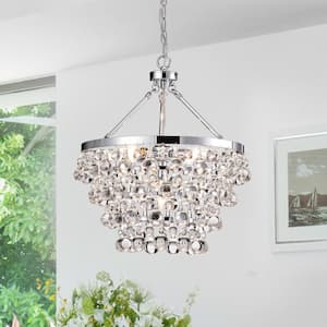 Clarus Modern 5-Light Chrome 4-Tier Chandelier with Hanging Crystals