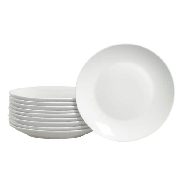 White and Gold Round Plastic Plate 10 Pack - Organic – Posh Setting