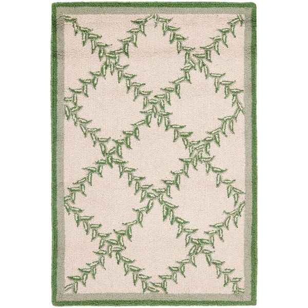 SAFAVIEH Chelsea Ivory/Light Green Doormat 3 ft. x 4 ft. Border Area Rug