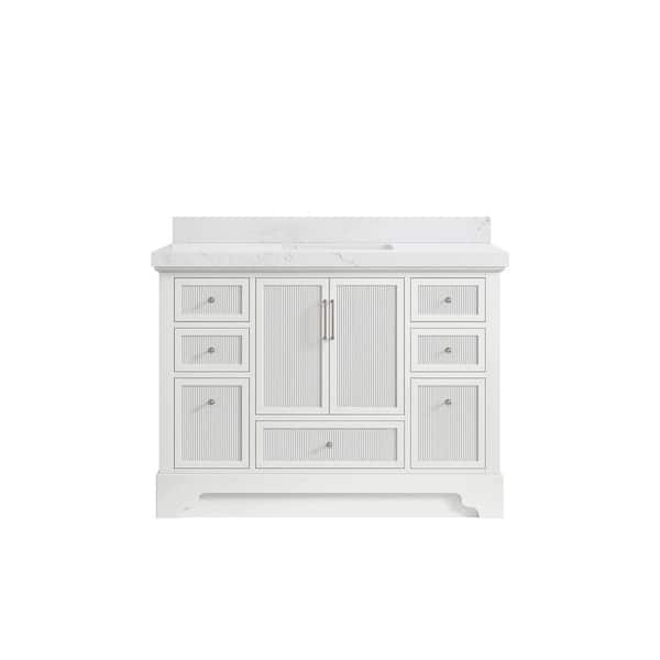 Willow Collections Alys 48 in. W x 22 in. D x 36 in. H Single Sink Bath Vanity in White with 2 in. Empira Quartz Top