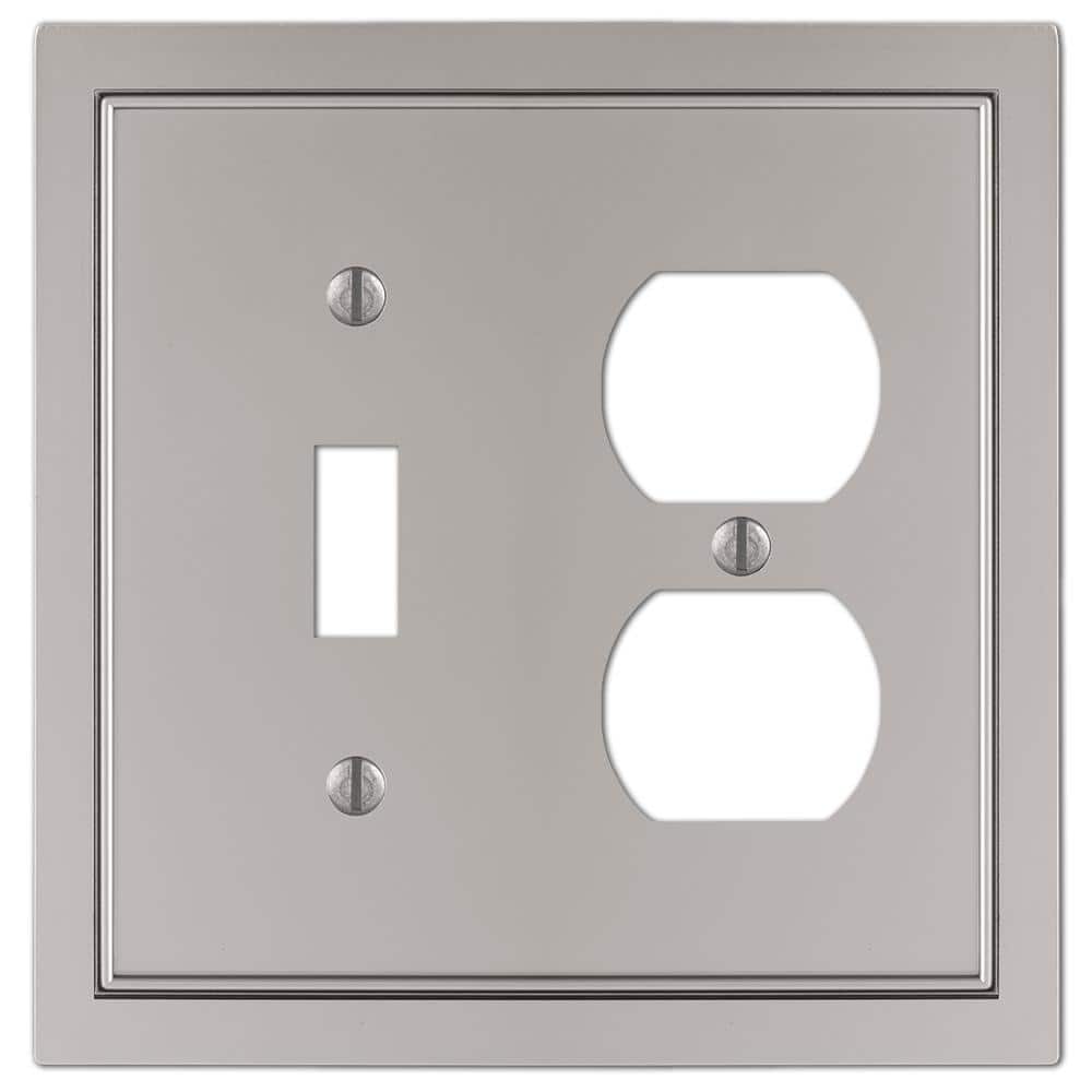 Averly 2 Gang 1-Toggle and 1-Duplex Metal Wall Plate - Satin Nickel price history on PriceWatchPro
