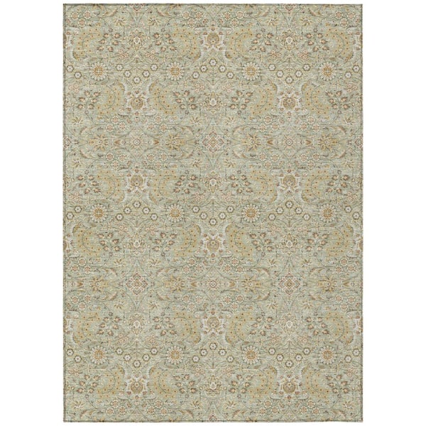 Chantille Machine Washable Indoor/Outdoor Abstract ACN3101 Celery 8 ft. x 10 ft. Area Rug