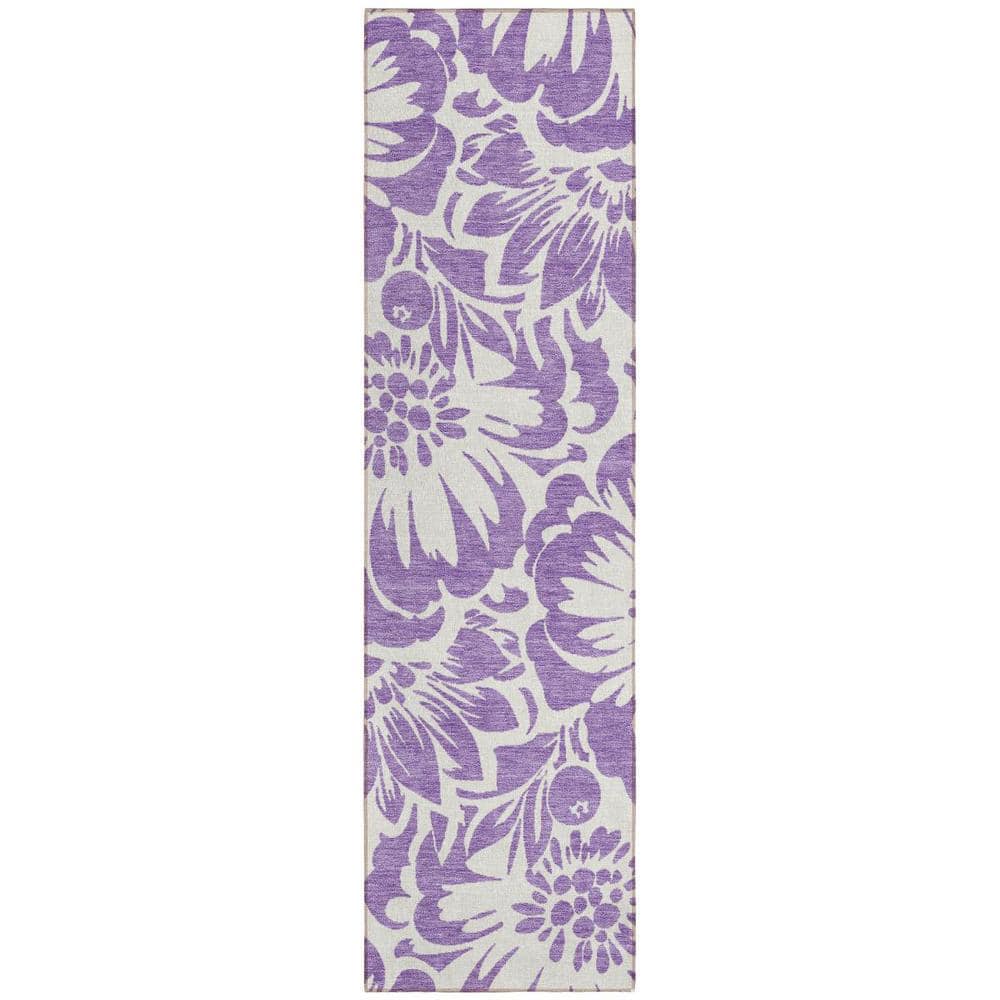 Purple and Ivory 2 ft. x 8 ft. Woven Floral Runner Indoor/Outdoor Area Rug price history on PriceWatchPro