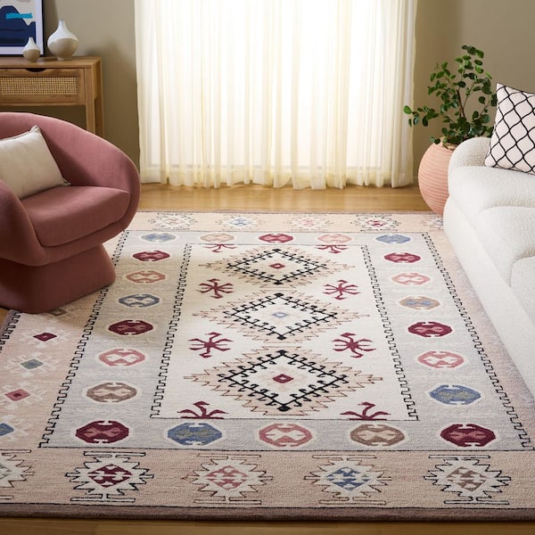 Metro 8 ft. x 10 ft. Ivory/Rust Tribal Area Rug