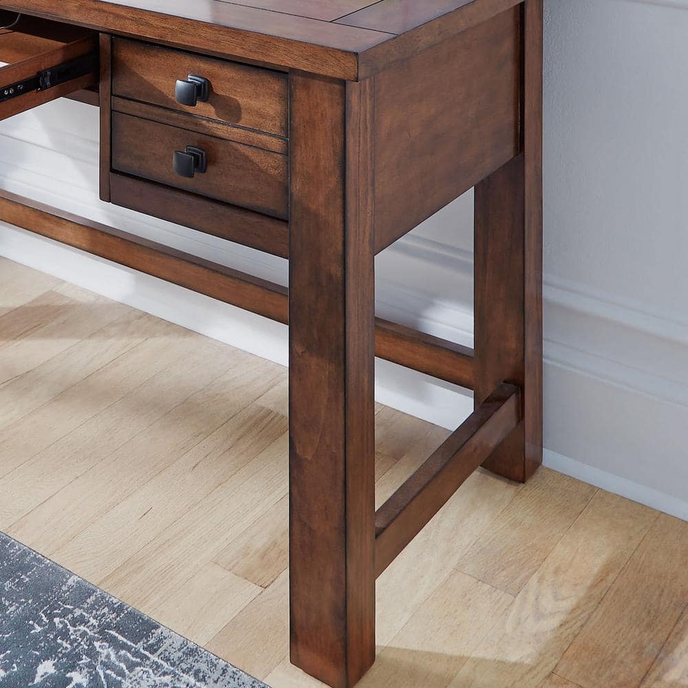 Tahoe Aged Maple Executive Desk with Keyboard Tray and Drawers