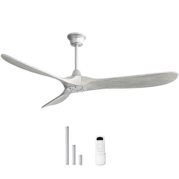 Sofucor 60 in. Silver Indoor/Outdoor Wood Ceiling Fan with Remote Control and Reversible Motor