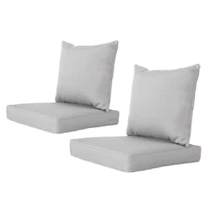 Outdoor/Indoor Deep-Seat Cushion 24 in. x 24 in. x 4 in. For The Patio, Backyard and Sofa Set of 2 Grey