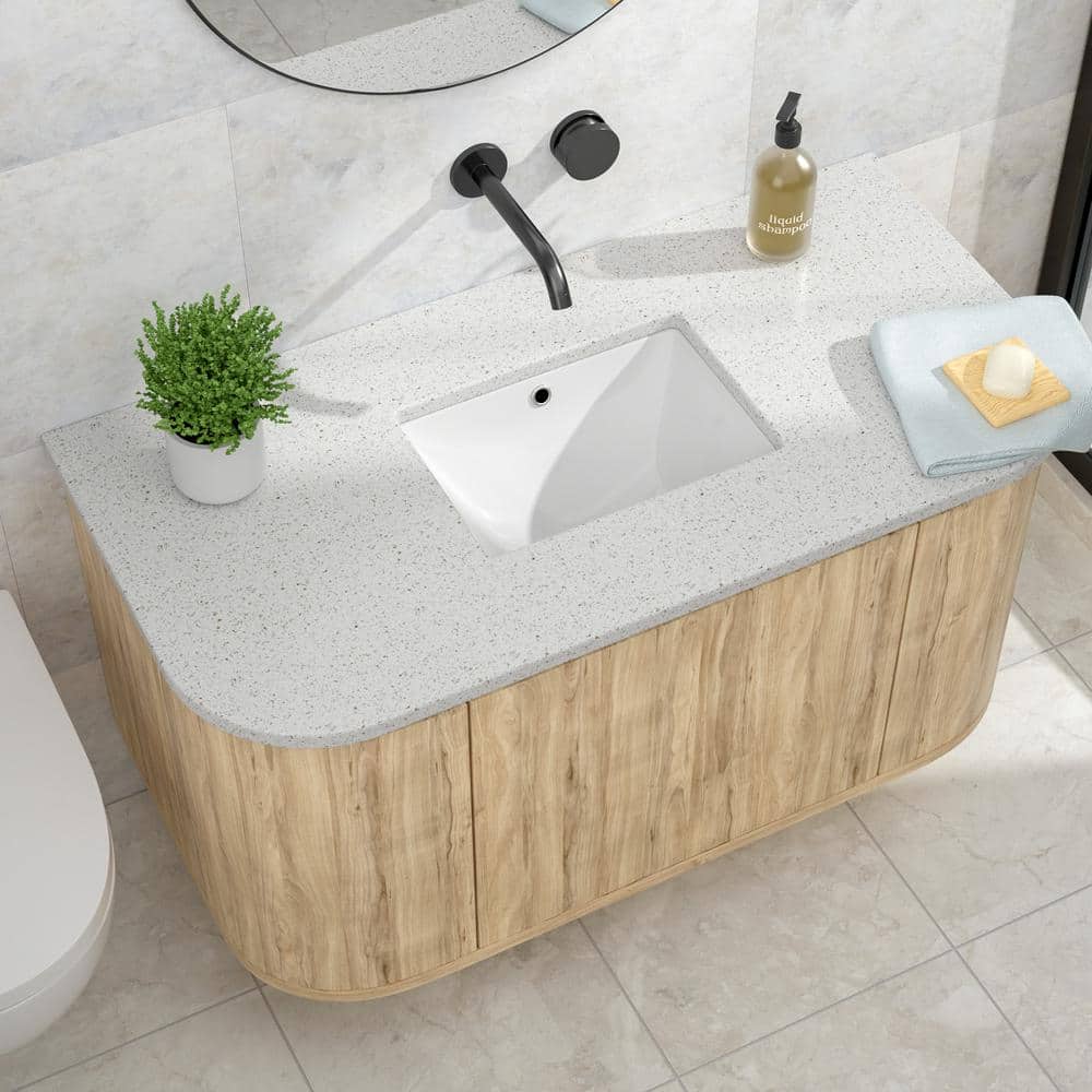18.5" White Ceramic Rectangle Undermount Bathroom Sink