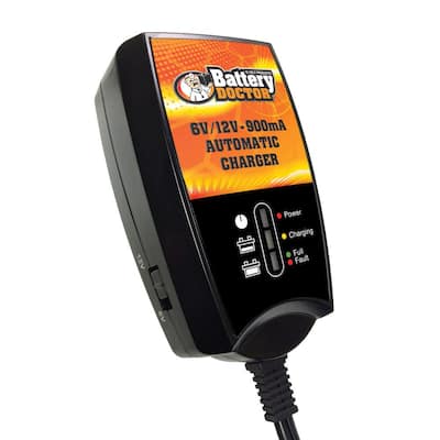 Wall Mount Battery Charger and Maintainer - 6/12-Volt, 900mA