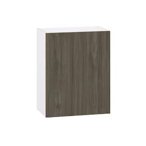 Timberline Slab Walnut Assembled Wall Kitchen Cabinet with 2 Full Height Door (24 in. W x 30 in. H x 14 in. D)