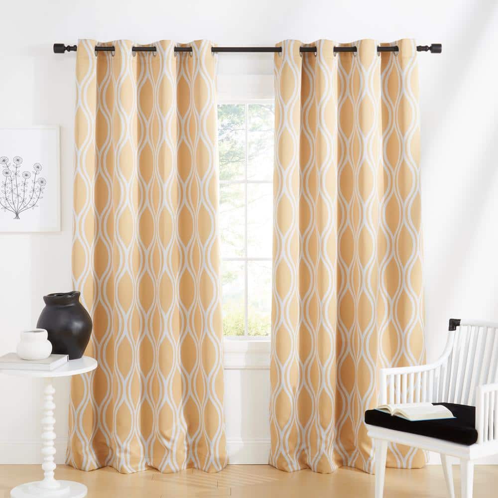 Sundress Yellow Geometric Blackout Grommet Curtain Panels