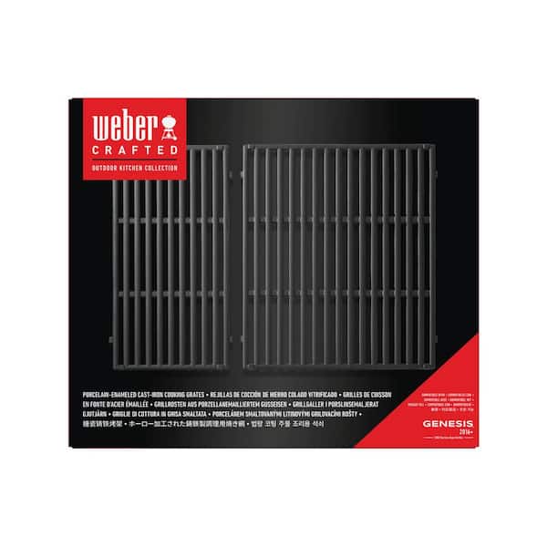 QuliMetal Porcelain Cast Iron Grates For Weber Genesis 300 Series - 19.5 Inch Replacement Cooking Grates