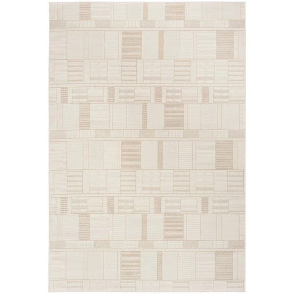 Nourison Nordic Ivory Beige 5 ft. x 7 ft. Geometric Contemporary Area Rug