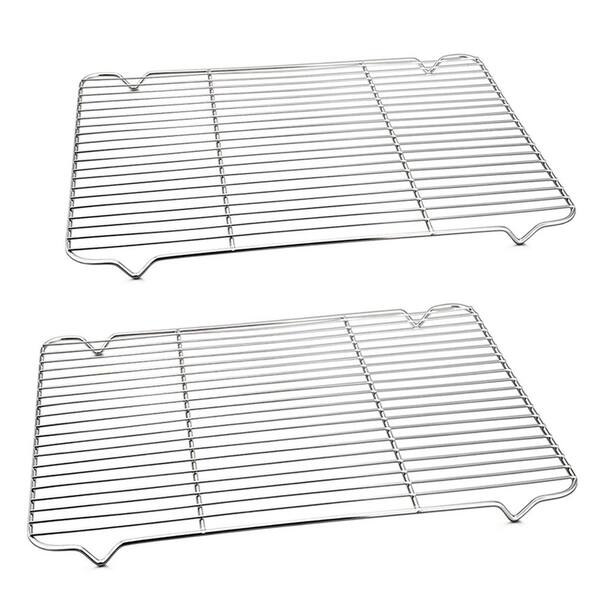 Pack of 2 Stainless Steel Cooling Racks for Baking Roasting Grilling, Dense Wire Grid, 16.6 in x 11.5 in, Silver