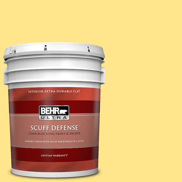 BEHR ULTRA 5 gal. #370A-3 Bicycle Yellow Extra Durable Flat Interior Paint & Primer
