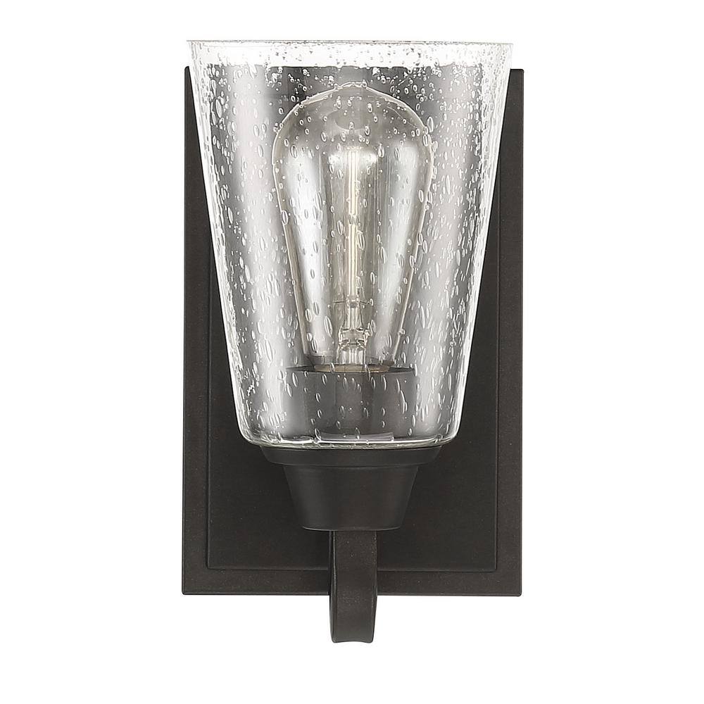Modern Black Nickel Vanity Sconce with Clear Bell Shade