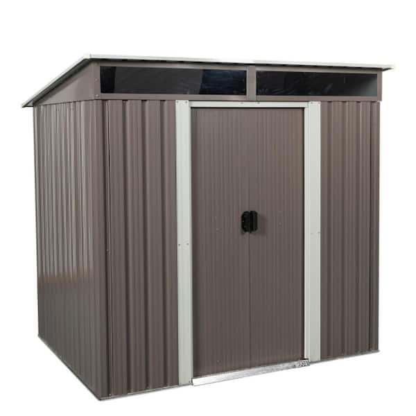 6 ft. W x 5 ft. D Metal Outdoor Storage Shed with Double Door, Transparent Plate (30 sq. ft. )