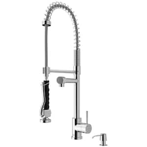 Zurich Single Handle Pull-Down Sprayer Kitchen Faucet Set with Soap Dispenser in Chrome