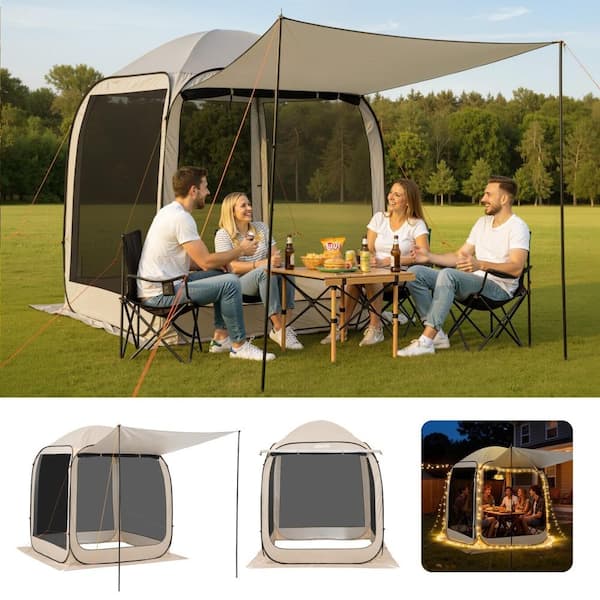 SKONYON Pop-Up Screen House Tent with Extended Awning and Carry