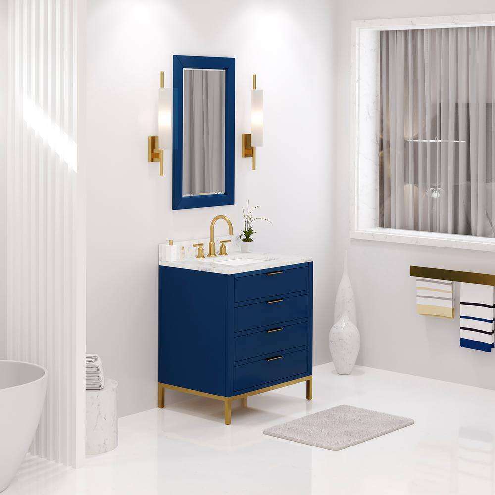 Bristol 30" Monarch Blue Single Sink Vanity with Carrara Marble Top