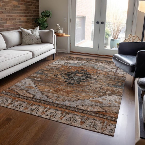 Chantille Machine Washable Indoor/Outdoor Abstract ACN1776 Terracotta 3 ft. x 5 ft. Area Rug