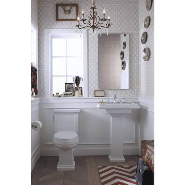 Tresham 12 in. Rough In 2-Piece 1.28 GPF Single Flush Elongated Toilet in White Seat Not Included