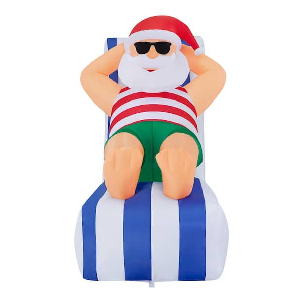Home Accents Holiday 4.5 ft Santa in Beach Chair Holiday Inflatable