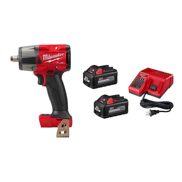 Milwaukee M18 FUEL Gen-2 18V Lithium-Ion Brushless Cordless Mid Torque 1/2 in. Impact Wrench with (2) 6.0Ah Batteries and Charger