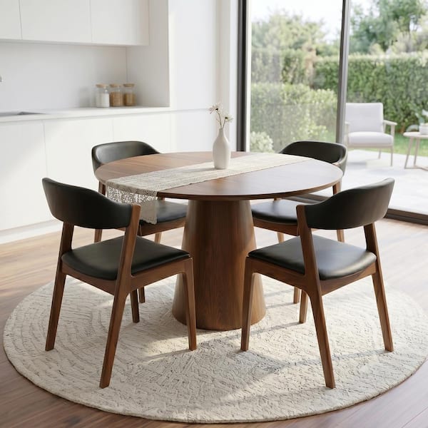 Ashcroft Furniture Co Everest Black Vegan Leather Side Chair Set