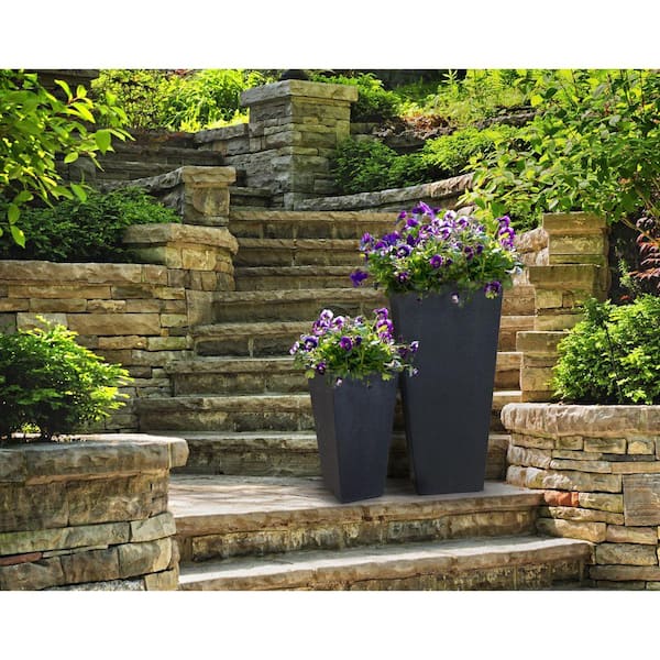 14 in. x 27.5 in. Slate Rubber Self Watering Planter