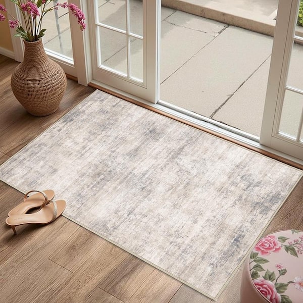 Aurora Beige/Gray 2 ft. x 3 ft. Modern Abstract Area Rug