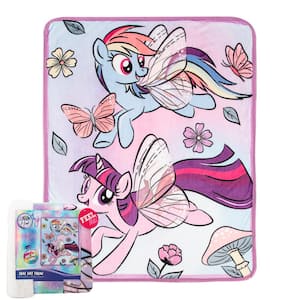 My Little Pony Floral Flight Silk Touch Sherpa Multi-Colored Throw Blanket