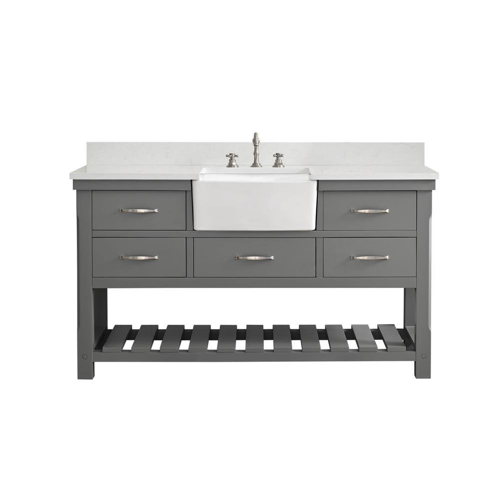 SUDIO Wesley 60 in. W x 22 in. D Bath Vanity in Gray with Engineered