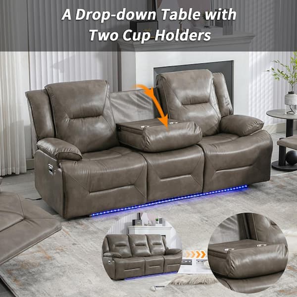 Merax 82.2 in. W Square Arm Faux Leather 3 Seater Home